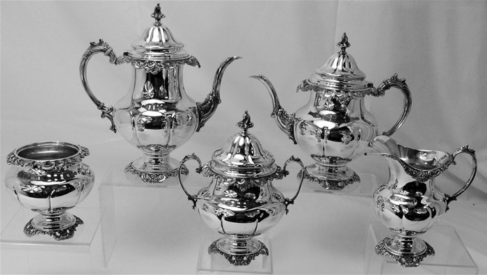 Grande Baroque by Wallace 5 piece Sterling Silver Tea and Coffee Set.